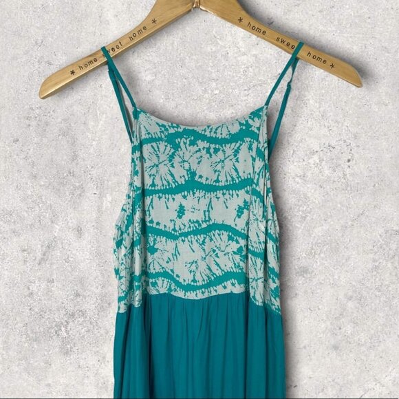 Entro Tiered Maxi Dress Tie Back Aqua Blue Bohemian Summer Beach Long Festival S - Picture 4 of 12